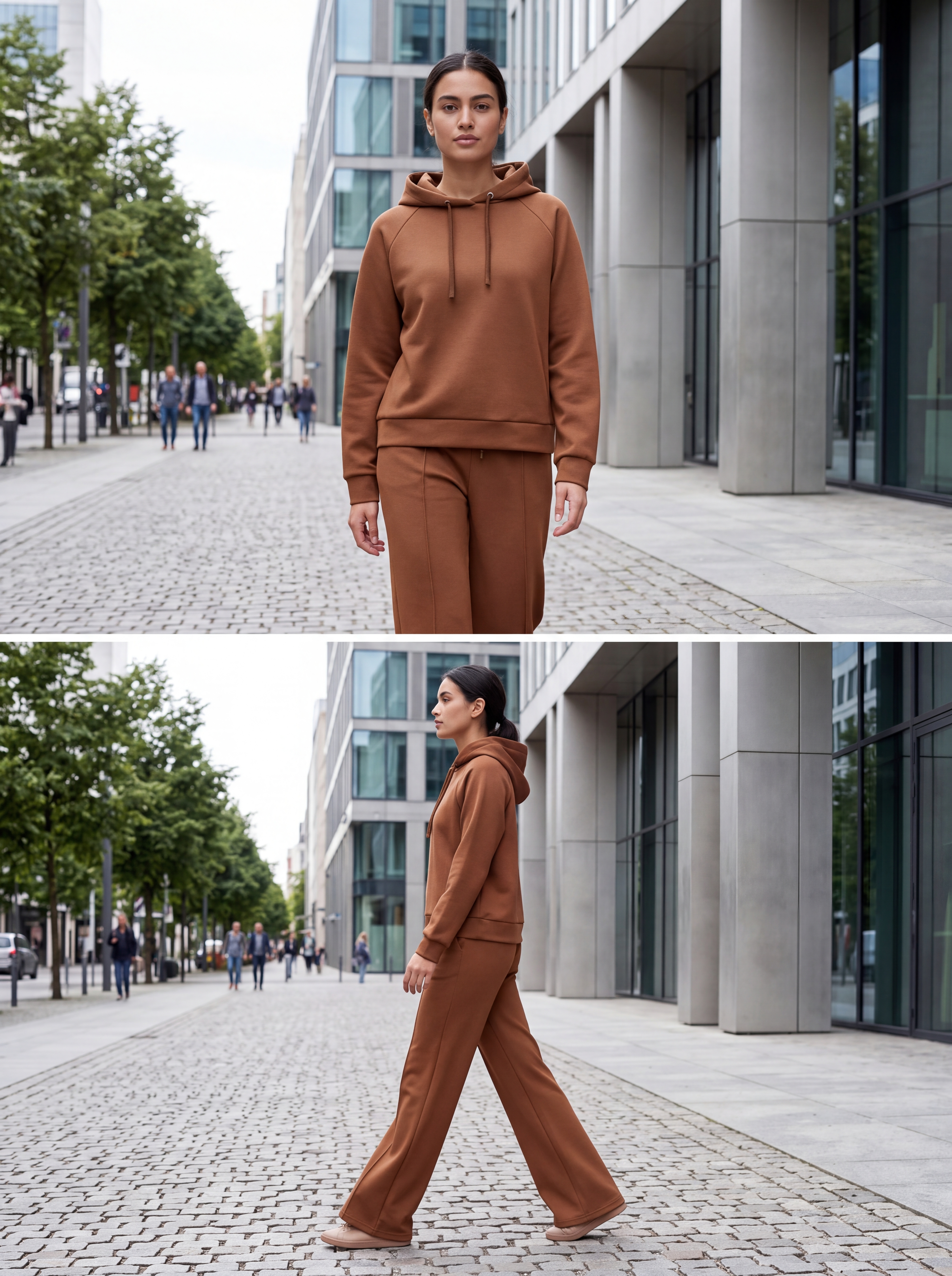 Dámske pohodlné nohavice BROADWAY NYC FASHION SCUBA Dark Camel s.WEAR 2